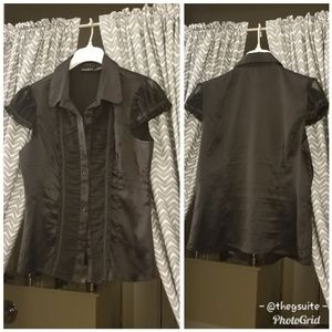 (FREEBIE) Feathers | Silky Black Button-Up Blouse
